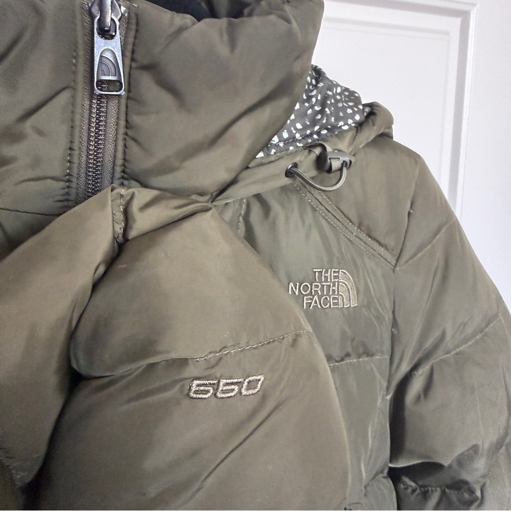 The North Face Olive Green Quilted Hooded Puffer Jacket - Women’s Size Small - Picture 6 of 7